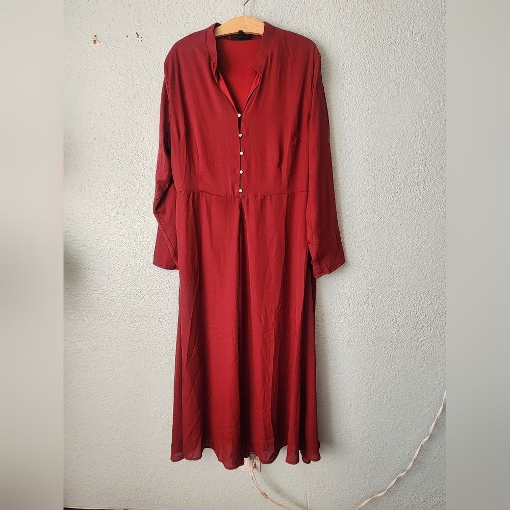 The Pyramid Collection Deep Red Long Sleeve Dress
